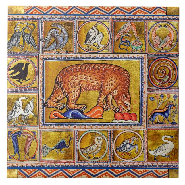 WEIRD MEDIEVAL BESTIARY,BEAR,FANTASTIC ANIMALS TILE (Front)