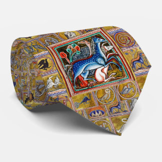WEIRD MEDIEVAL BESTIARY,HORSES ,FOREST ANIMALS TIE