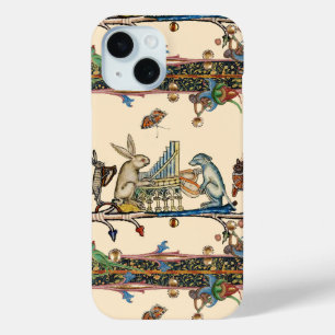 WEIRD MEDIEVAL BESTIARY MAKING MUSIC,Rabbit, Dog iPhone 15 Case