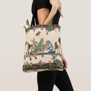 WEIRD MEDIEVAL BESTIARY MAKING MUSIC,Rabbit, Dog Tote Bag