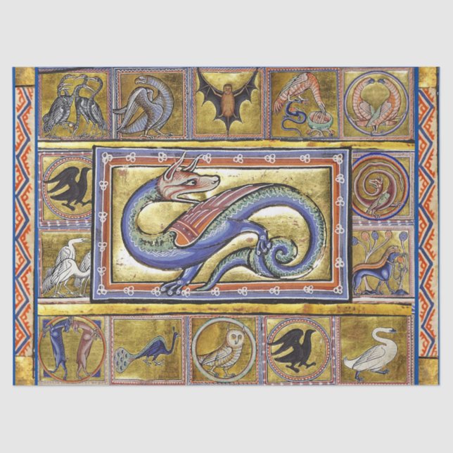 WEIRD MEDIEVAL BESTIARY,SCITALIS LEGENDARY SERPENT TISSUE PAPER (Front)
