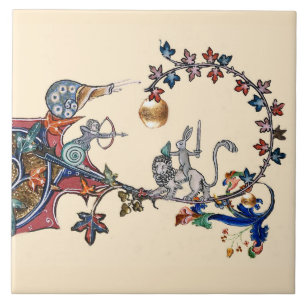 WEIRD MEDIEVAL BESTIARY WAR, MONSTER MONK CERAMIC TILE