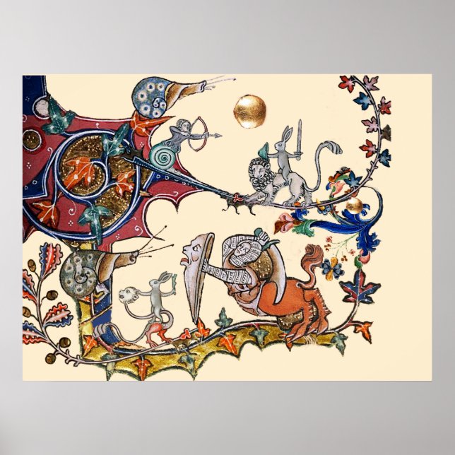WEIRD MEDIEVAL BESTIARY WAR Snails ,Killer Rabbit Poster (Front)