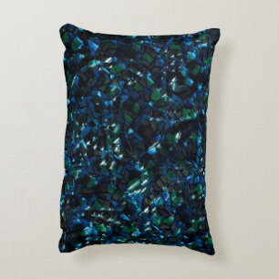 Weird mosaic over dark background and hazy sparkle decorative cushion