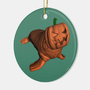 Weird Orange Halloween Walrus Ceramic Tree Decoration