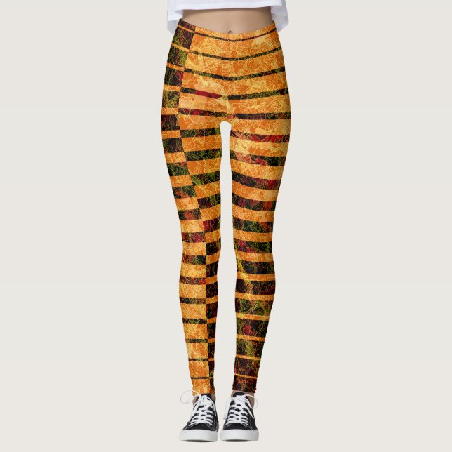 Weird orange stripes and scratches, detail side leggings (Front)