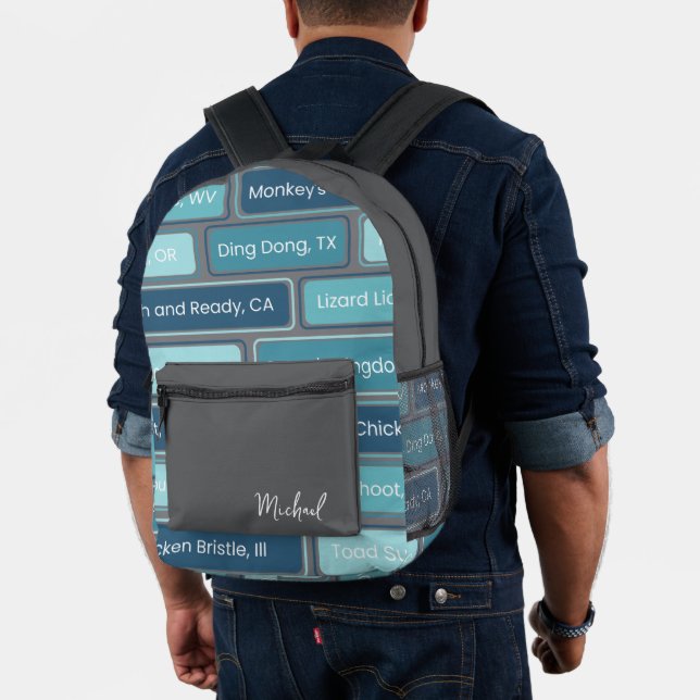 Weird Places Blue Geometric Pattern  Printed Backpack (Insitu (Model))