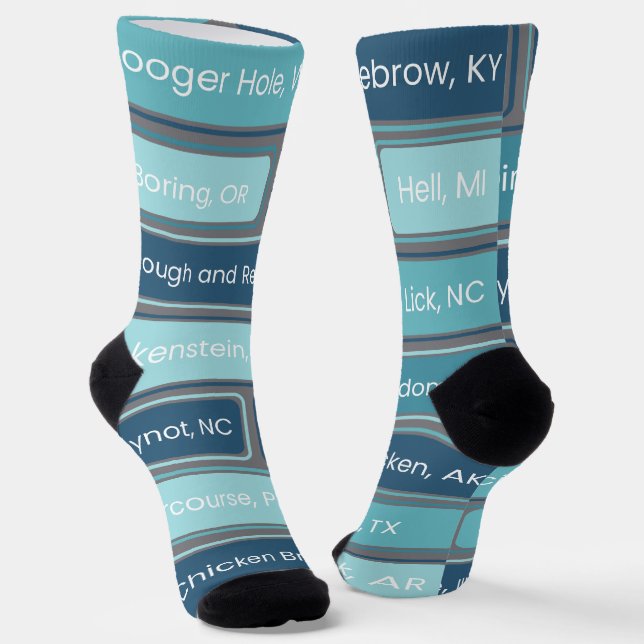 Weird Places Blue Geometric Pattern  Socks (Angled)