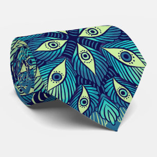 Weird Psychedelic Eyes Blue Floral Tie