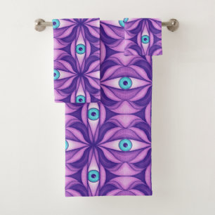 Weird Purple Eyes Pattern Bath Towel Set