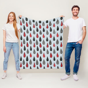 Weird Rain And Blood Drops Ink Pattern Red Black Fleece Blanket