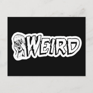 WEIRD - Retro Monster Girl Black & White Postcard
