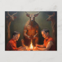 Weird Ritual with Horned Creatures Postcard