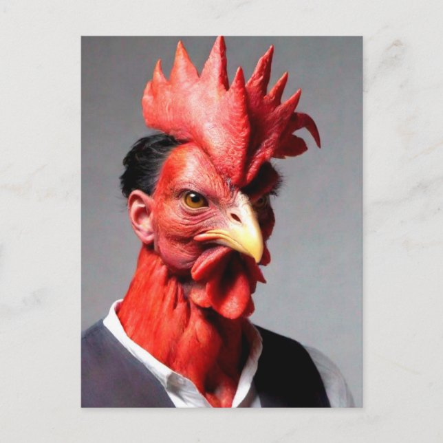 Weird Rooster Dude Postcard (Front)