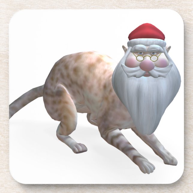 Weird Santa Claus Tiger Cat Coaster (Front)