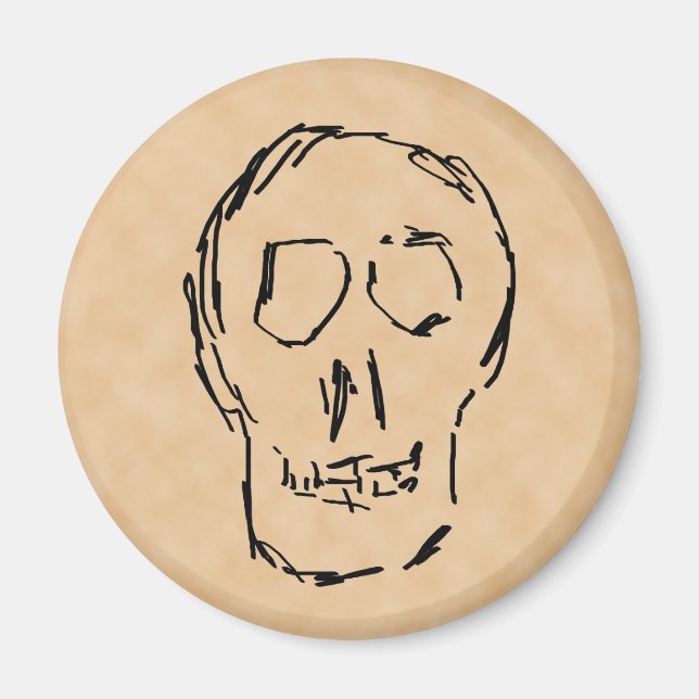 Weird Skull. Black. Sketch. Magnet (Front)