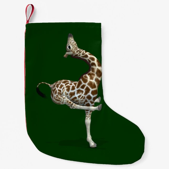Weird Sportive Giraffe Small Christmas Stocking (Front)