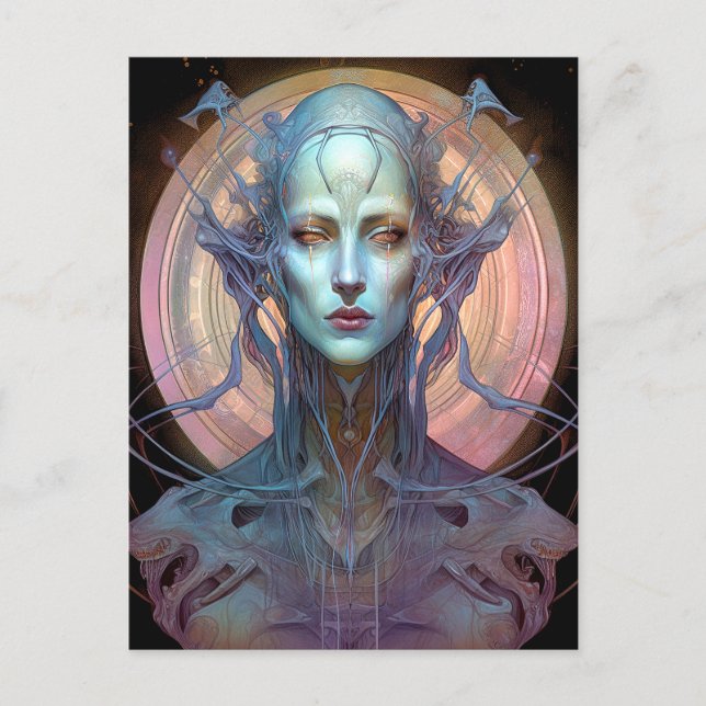 Weird Surreal Alien Woman Art Postcard (Front)