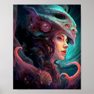 Weird Surreal Alien Woman Art Poster