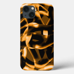 Weird tangle of burnt ribbons, black and orange iPhone 13 case