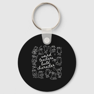 Weird teachers build character frog reading book key ring