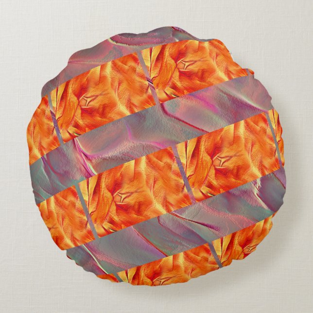 Weird texture very satin tone, much reddish golden round cushion (Back)