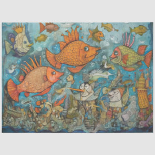 Weird Under The Sea Cartoon Kids Collage Decoupage Tissue Paper