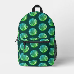 Weird Vintage Eyeball Pattern Fluorescent Green Printed Backpack