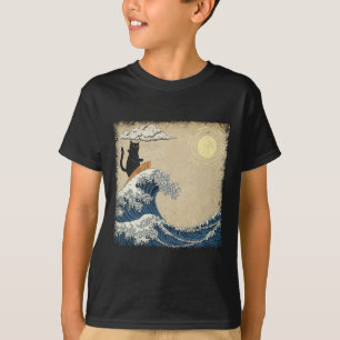 Weird Vintage With A Cat Surfing On Waves For Men  T-Shirt