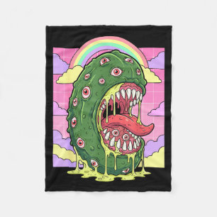 Weirdcore aesthetic kawaii pickle eyeballs fleece blanket