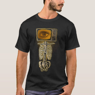 Weirdcore Skeleton TV Head Cosplay X ray Radiology T-Shirt