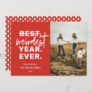 Weirdest Year Ever Humour Red Holiday Card