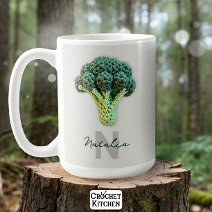Weirdly Elegant Minimalist Crochet Broccoli Name  Coffee Mug