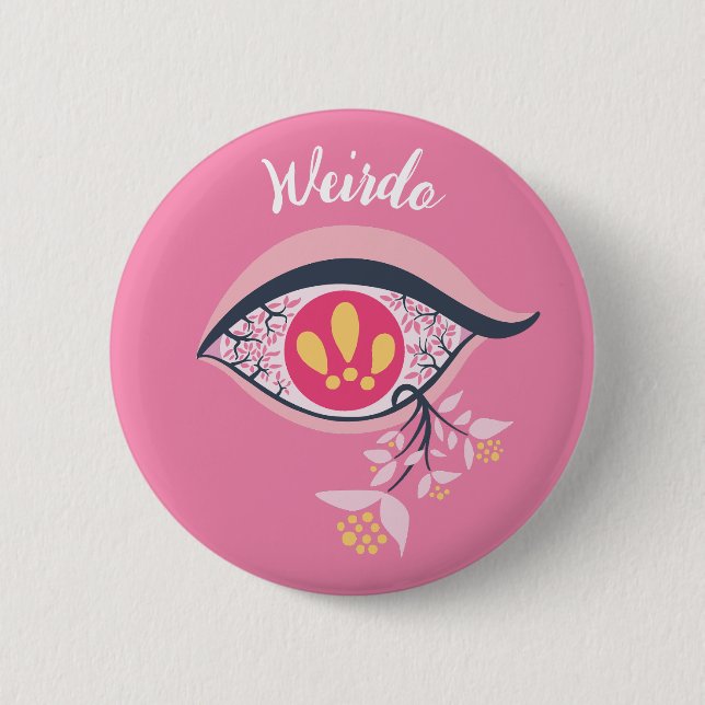 Weirdo Trippy Eye Pink Floral Psychedelic 6 Cm Round Badge (Front)