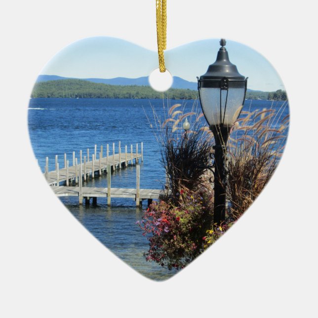 Weirs Beach Dock Ceramic Tree Decoration (Front)