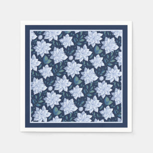 Weiße Blüten auf dunklem Hintergrund - Napkin