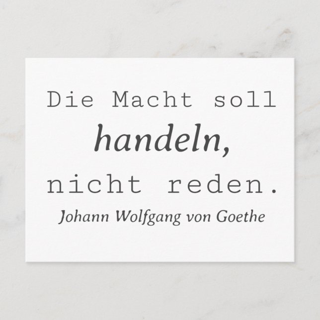 Weisse Goethe Zitat Nicht reden Postcard (Front)