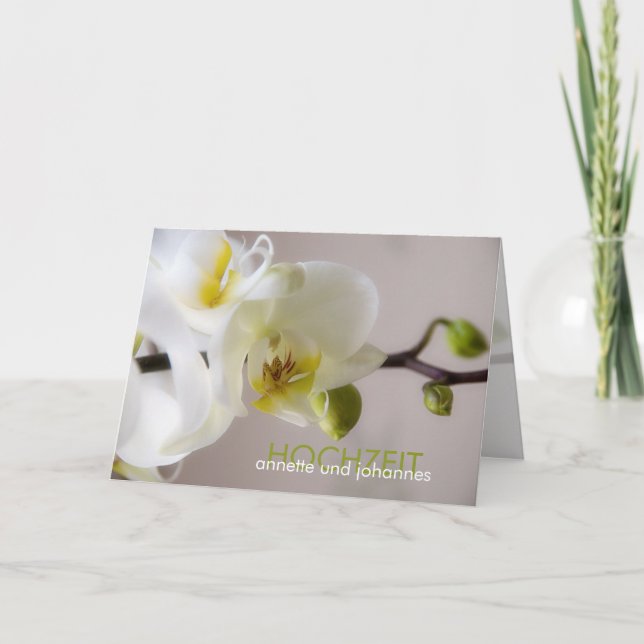 Weiße Orchidee • Hochzeits-Einladung Card (Front)