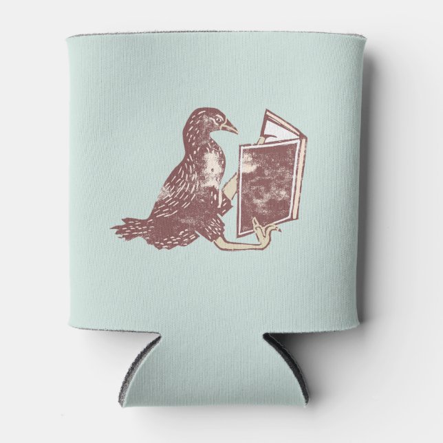 Weka Bird Reading a book Can Cooler (Front)