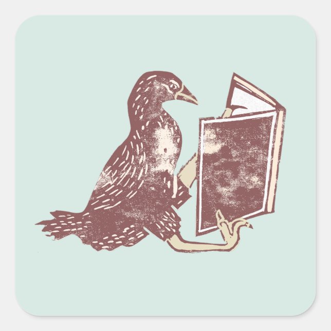 Weka Bird Reading a book Square Sticker (Front)