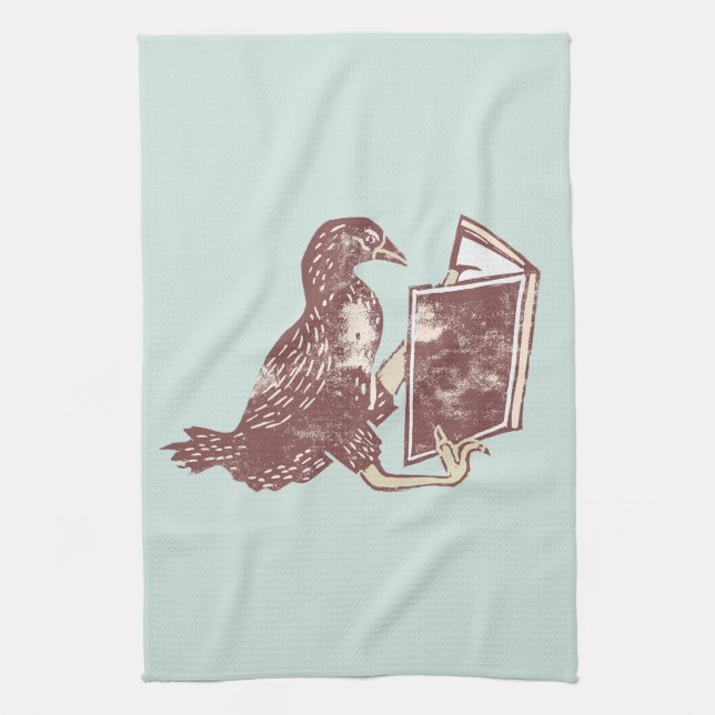 Weka Bird Reading a book Tea Towel (Vertical)