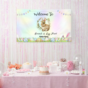 Welcom bunny hunting egg Happy Easter flower Party Banner