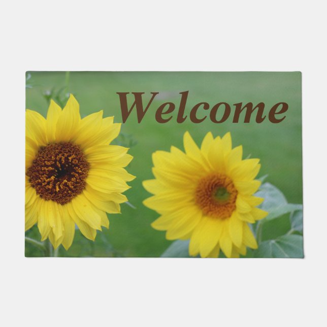 Welcome 18" x 24" Door Mat/Sun Flowers Doormat (Front)