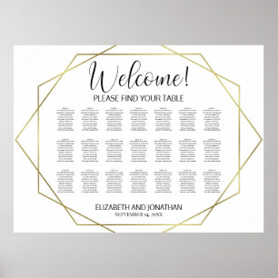 Welcome! 21 Table Gold Geometric Seating Chart