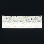 Welcome 30th Birthday Party Name Florals Leaves Banner<br><div class="desc">Welcome your friends and family to your 30th party with a flourish of boho style flowers and greenery and stylish gold typography running beneath. Easily personalise the words to your own details.</div>