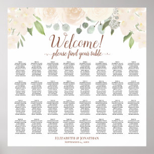 Welcome! 32 Table Pale Peach Floral Seating Chart