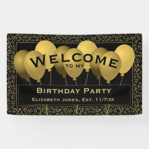 Welcome 55th Birthday Number Pattern   Black/Gold Banner