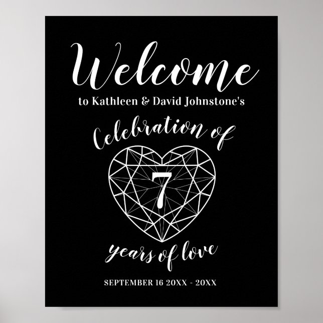 Welcome 7 years of love 7th anniversary heart poster (Front)