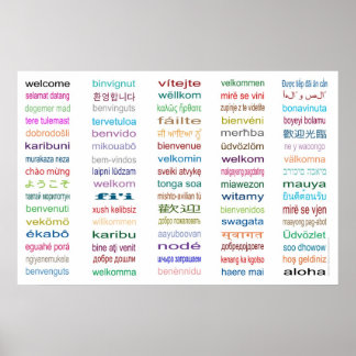 Welcome 80 Languages Poster - 5 sizes/White