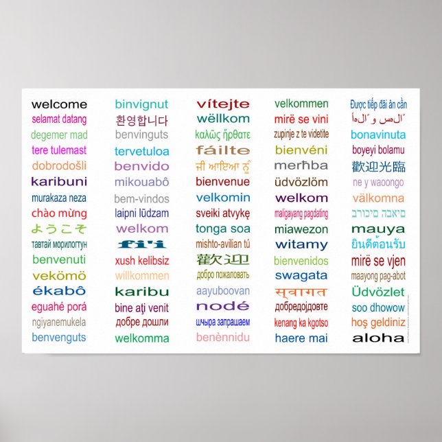 Welcome 80 Languages Poster - White (Front)